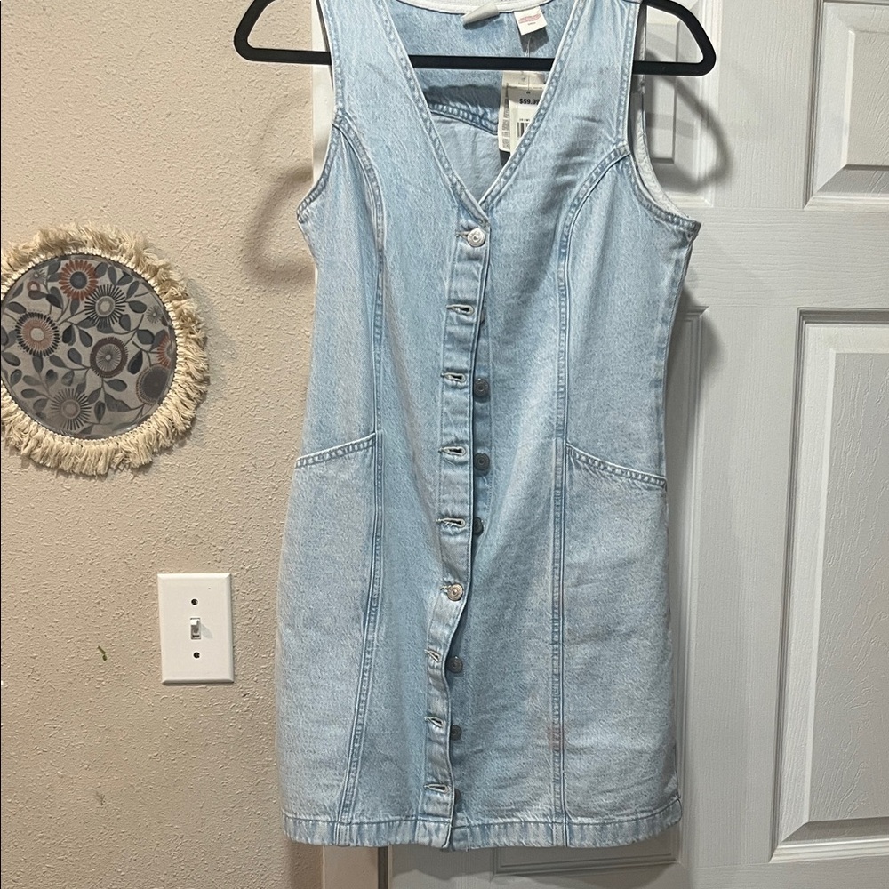 Light Blue Denim Button-Down Dress